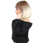 Kısa Küt Perçemli Fiber Sen Peruk / Kumral / Platin Ombreli - Görsel 3