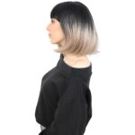 Kısa Küt Perçemli Fiber Sen Peruk / Siyah / Küllü Bebek Sarı Ombreli - Görsel 3