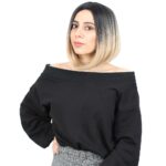 Kahkülsüz Düz Kısa Fiber Sen Peruk / Siyah / Balköpüğü Ombreli - Görsel 3
