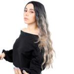 Fiber Sen Uzun Su Dalgası Peruk / Siyah / Küllü Platin Ombreli - Görsel 4
