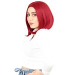 Fiber Sen Peruk Perçemsiz Kısa Düz / Kızıl - Görsel 3