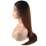 Düz Fiber Sen Tül Peruk / Siyah / Karamel Ombreli - Görsel 3