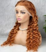 Gerçek Front Lace Tül Peruk / Yoğun Dalgalı / Bakır 70/75cm - Görsel 4