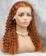Gerçek Front Lace Tül Peruk / Afro Dalgalı / Bakır 70/75cm - Görsel 4