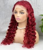 Gerçek Front Lace Tül Peruk / Yoğun Dalgalı / Kızıl 70/75cm - Görsel 4