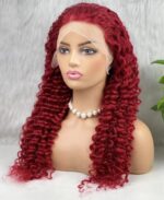 Gerçek Front Lace Tül Peruk / Derin Dalgalı / Kızıl 70/75cm - Görsel 4