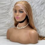 Dalgalı Front Lace Gerçek Tül Peruk / Sıcak Karamel / 70/75cm - Görsel 4