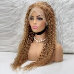 Afro Dalga Front Lace Gerçek Tül Peruk / Sıcak Karamel / 70/75cm - Görsel 4