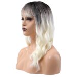 Dalgalı Kısa Perçemli Fiber Sen Peruk / Kahve / Beyaz Platin Ombreli - Görsel 4