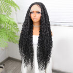 Afro Dalga Siyah Fiber Sen Tül Peruk - Görsel 3