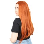 Fiber Sen Uzun Düz Peruk / Bakır - Görsel 3