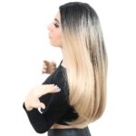 Fiber Sen Uzun Düz Peruk / Siyah / Balköpüğü Ombreli - Görsel 3