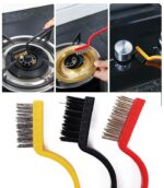 3 Lü Detay Temizlik Fırça Seti  Araba -Mutfak ak - Fayans Temizlik Fırça (Bakır- Demir- Plastik) - Görsel 4