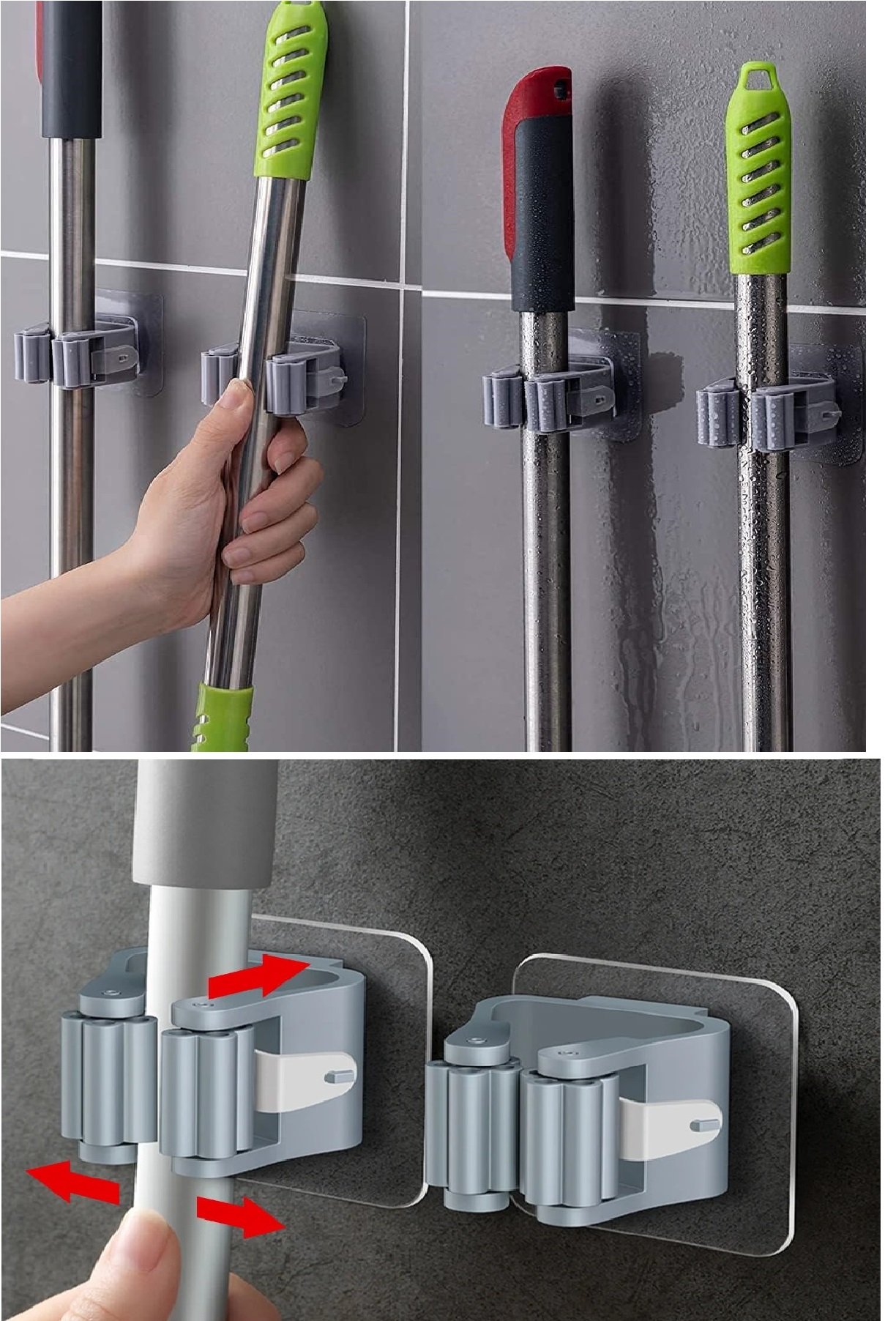 3-lu-renk-6698-1.jpg 3 Lü Renkli Yapışkanlı Mop Fırça Çek pas Sap Tutucu Organizer Mutfak Banyo Düzenleyici - Görsel 1