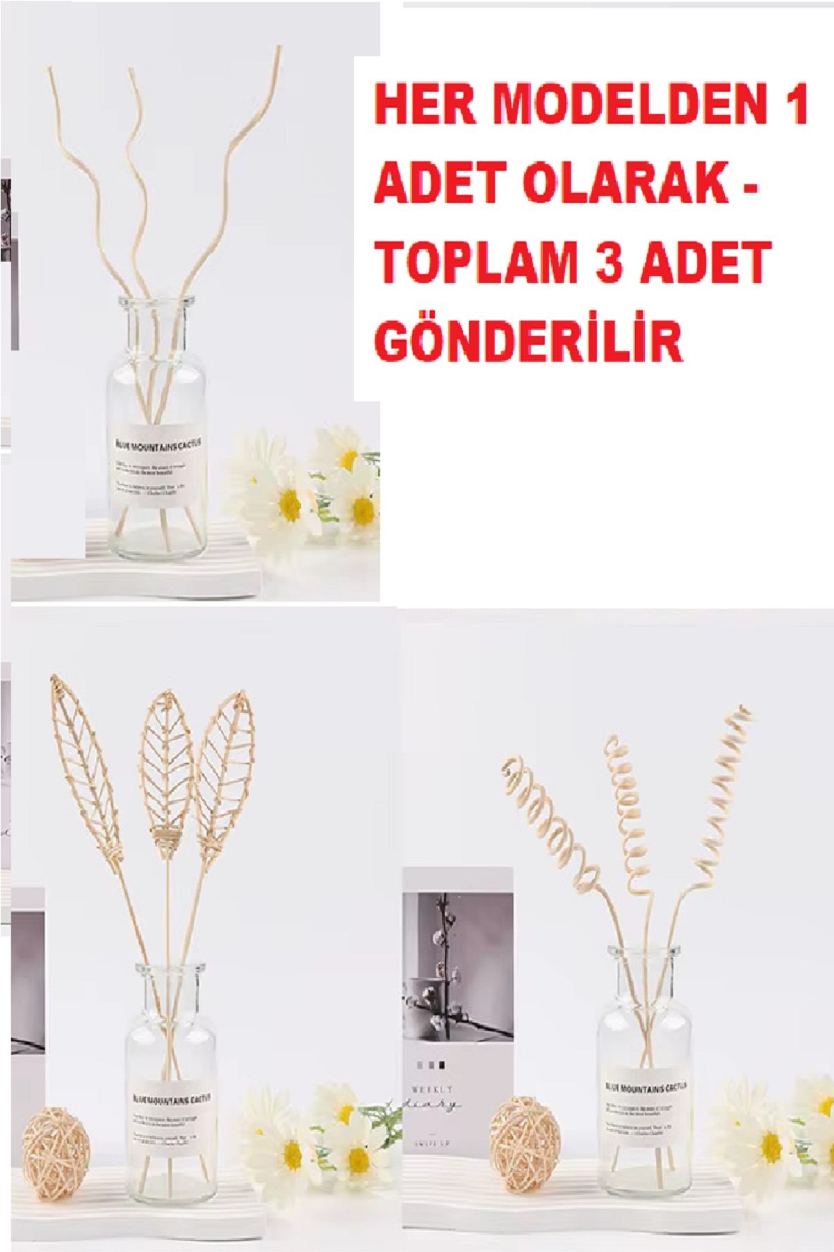 3-tek-adet-6819-1.jpg 3 Tek Adet 3 Model Aromaterapi Koku Dağıtıcı Rattan Şişe Ahşap Difüzör Çubuk (Spiral-Yaprak-Dalgalı) - Görsel 1