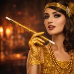 30 cm Altın Gold Payetli Sigara Tutacağı  1920ler Gatsby Parti Aksesuarı - Görsel 3