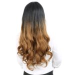 Kahküllü Uzun Dalgalı Fiber Sen Peruk / Siyah / Karamel Ombreli - Görsel 5
