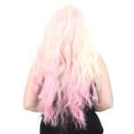 Fiber Sen Uzun Su Dalgası Peruk / Platin / Pembe Ombreli - Görsel 5