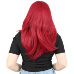 Kahkülsüz Fiber Sen Orta Boy Düz Peruk / Kızıl - Görsel 4