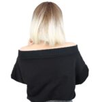 Kısa Küt Perçemli Fiber Sen Peruk / Kumral / Platin Ombreli - Görsel 4