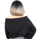 Kısa Küt Perçemli Fiber Sen Peruk / Siyah / Küllü Bebek Sarı Ombreli - Görsel 4