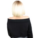 Kısa Küt Perçemli Fiber Sen Peruk / Balköpüğü / Platin Ombreli - Görsel 4