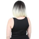 Kısa Küt Perçemli Fiber Sen Peruk / Küllü Siyah / Platin Ombreli - Görsel 4