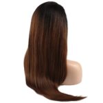 Düz Fiber Sen Tül Peruk / Siyah / Karamel Ombreli - Görsel 4