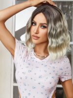 Kahverengi / Beyaz Platin Ombreli Küt Tül Peruk - Görsel 5