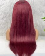 Gerçek Front Lace Tül Peruk / Düz / Koyu Kızıl 70/75cm - Görsel 5