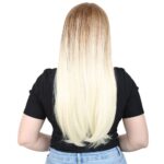 Fiber Sen Uzun Düz Peruk / Balköpüğü / Platin Ombreli - Görsel 4