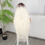 Afro Dalga Kumral Beyaz Platin Ombre Fiber Sen Tül Peruk - Görsel 4