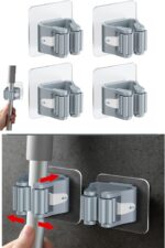 4 Lü Kelebek Yapışkanlı Mop Fırça Çekpas Sap Tutucu Organizer Banyo Düzenleyici - Görsel 2