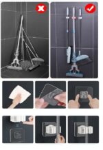 4 Lü Kelebek Yapışkanlı Mop Fırça Çekpas Sap Tutucu Organizer Banyo Düzenleyici - Görsel 5
