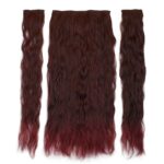 Fiber Sen Kabarık Dalgalı Yarım Ay + 2 Yan Çıt Çıt / Koyu Kızıl - Görsel 2