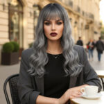 Dalgalı Kısa Perçemli Fiber Sen Peruk / Siyah / Gri Ombreli