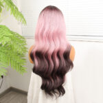 Siyah Pembe Ombre Fiber Sen Tül Peruk - Görsel 5