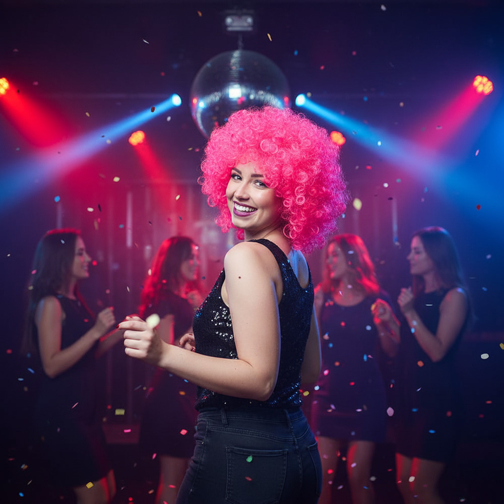 5-27.jpg Animasyon Parti Ve Palyaço Peruğu / Neon Pembe - Görsel 1