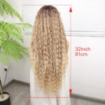 Afro Dalga Kumral Balköpüğü Ombre ve Röfleli Fiber Sen Tül Peruk - Görsel 5