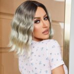 Kahverengi / Beyaz Platin Ombreli Küt Tül Peruk - Görsel 2