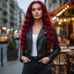 Gerçek Front Lace Tül Peruk / Yoğun Dalgalı / Kızıl 70/75cm