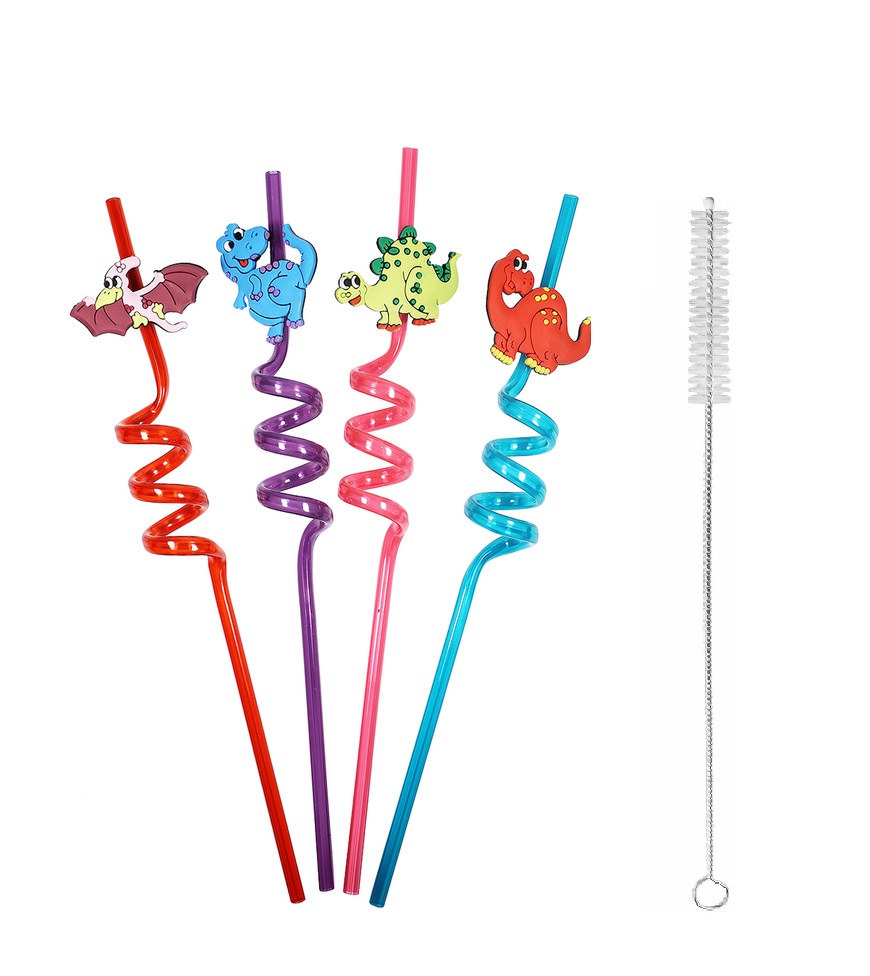 5-parca-r-5424-1.jpg 5 Parça Renkli Pipet Seti - Emojili Spiral Kokteyl- Çuk Pipeti Temizleme Fırçalı - Görsel 1