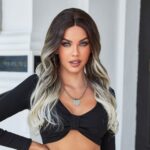 Koyu Kestane Ombre/ Kumral Beyaz Platin Röfleli Tül Peruk - Görsel 2