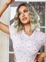 Kahverengi / Beyaz Platin Ombreli Küt Tül Peruk - Görsel 6