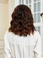 Kahverengi / Karamel Röfleli Küt Tül Peruk - Görsel 6