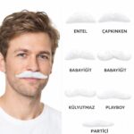 6lı Yapışkanlı Beyaz Parti Bıyık Seti  Farklı Modeller - Görsel 2
