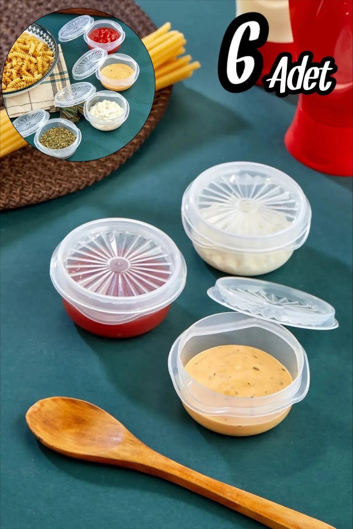6-li-yelp-5806-1.jpg 9 lu Yelpaze Kapaklı Şeffaf Mini Sosluk - Ketçap Mayonez Kabı- Kahve Yanı Şeker Lokumluk - Görsel 1