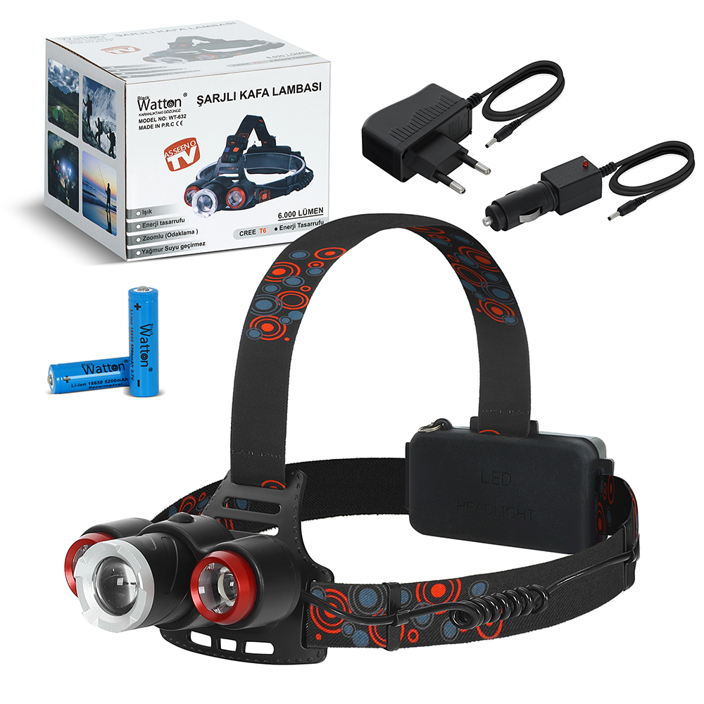 6000-lumen-sarjli-kafa-lamba-18090-1.jpg Watton WT-632 TX6 LED 6000 Lümen Şarjlı Kafa Lambası - Görsel 1