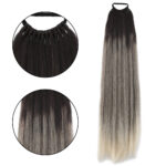 Lastik Tokalı At Kuyruğu Düz / Kumral / Beyaz Platin Ombre - Görsel 2