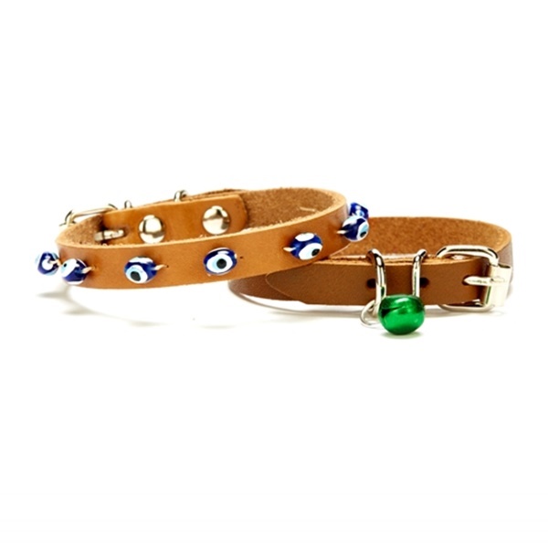 636016072363675923jpg1565284510.jpg Nazar Boncuklu Kedi Ve Küçük Irk Köpek Tasması 1x14-18 cm Kamel Xsmall - Görsel 1